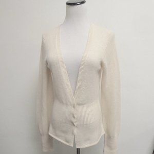 Theory Cashmere v button cardigan sweater ivory cream S